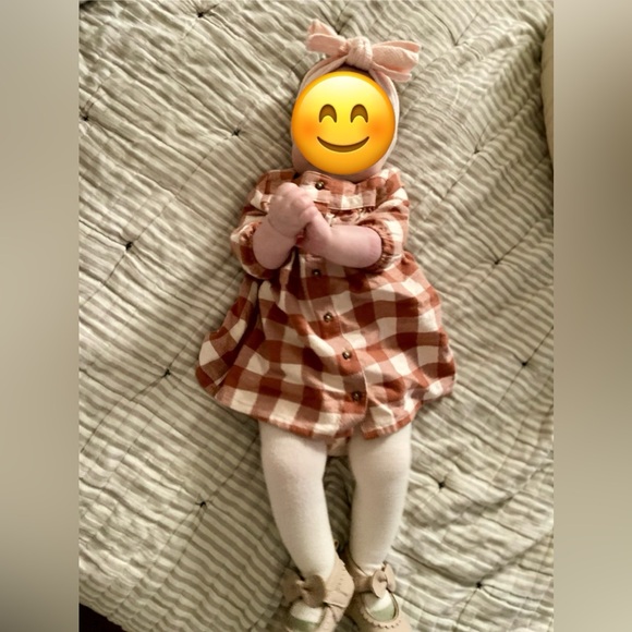 Carters 6 moth baby girls brown gingham fall dress - Picture 2 of 3